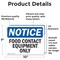 Signmission Food Contact Equipment Only, 10 in W x Rectangle, Vinyl Decal OS-2PACK-NS-D-710-L-12818 - alternate 2